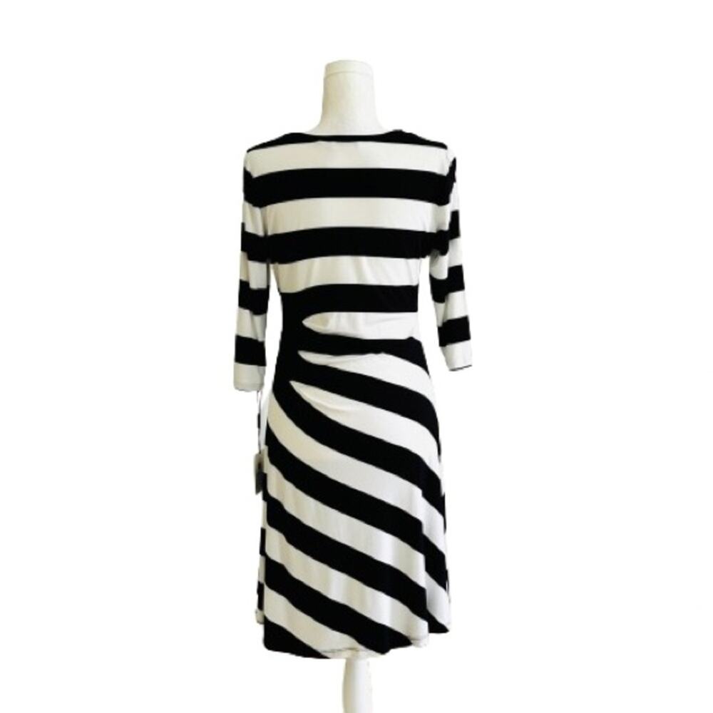 Calvin Klein Dress Black White Stripe 3/4 Sleeve Summer Casual Dress Size 10 NEW - Picture 5 of 13